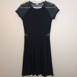 Garage fit and flare mesh navy blue mini dress